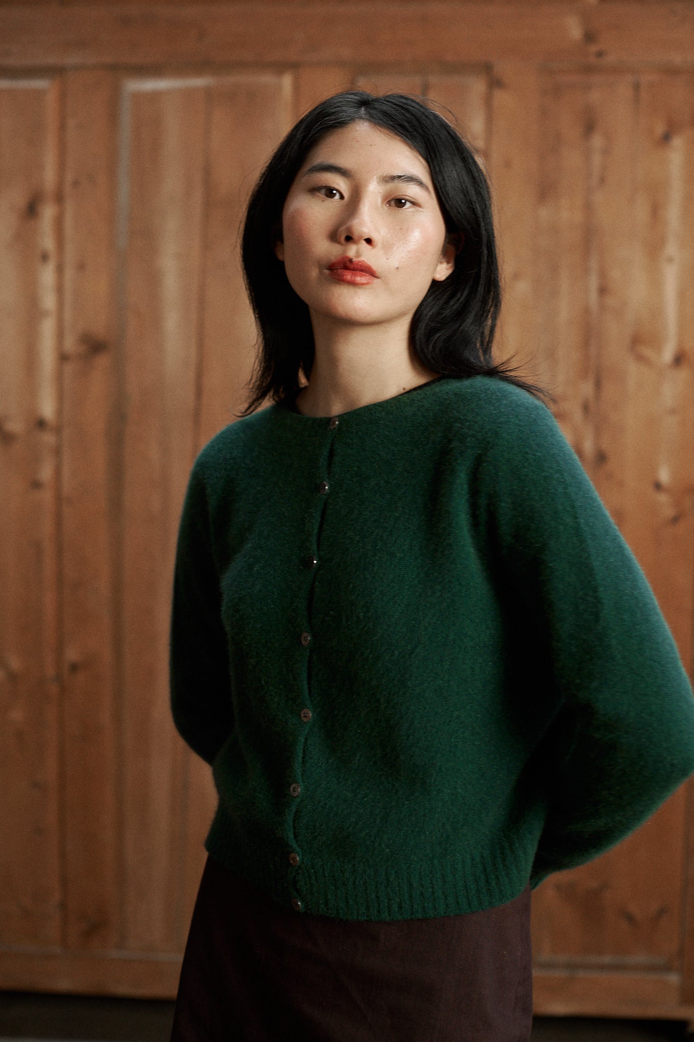 Francie Dusk Cardigan - Herb Green | Knitwear Done Differently at