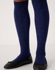 Tip Toe Knee High Sock - Sapphire / Creme Trim