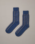 Possum Merino Socks Striped - Blue & Natural