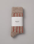 Possum Merino Socks Striped - Natural & Crimson