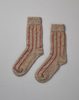 Possum Merino Socks Striped - Natural & Crimson