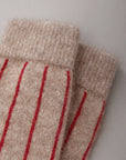 Possum Merino Socks Striped - Natural & Crimson