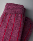 Possum Merino Socks Striped - Orchid & Crimson
