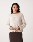 Trimmed Doll's Reversible Cardigan - Ivory & Black