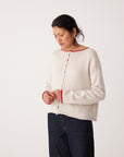 Trimmed Doll's Reversible Cardigan - Ivory & Red
