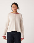 Trimmed Doll's Reversible Cardigan - Ivory & Red