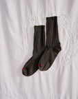 Tip Toe Crew Sock - Grey / Cherry Trim