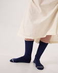 Cotton Beam Socks - Sapphire / Creme Trim