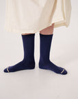Cotton Beam Socks - Sapphire / Creme Trim