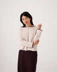 Trimmed Doll's Cardigan - Ivory & Black
