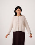 Trimmed Doll's Cardigan - Ivory & Black