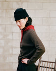 Daisy Scarf - Cherry and Chestnut Stripe