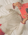 Trimmed Doll's Reversible Cardigan - Ivory & Red