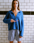 Doll's Reversible Cardigan - Azure