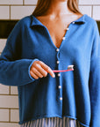 Doll's Reversible Cardigan - Azure