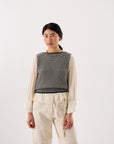 Striped Star Vest - Black and Creme