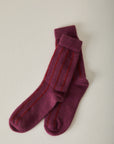 Possum Merino Socks Striped - Orchid & Crimson