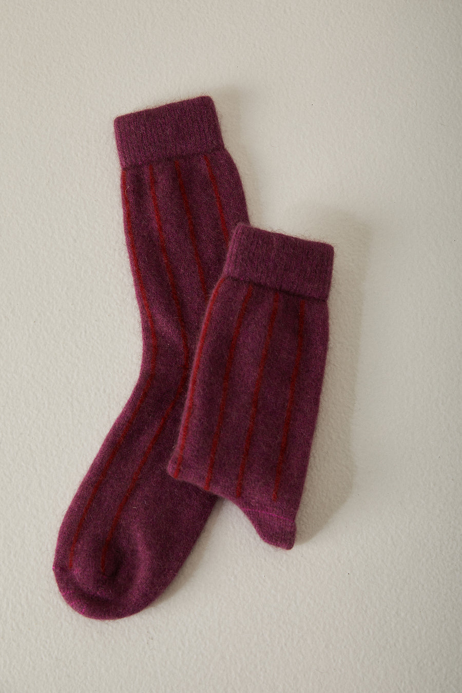Possum Merino Socks Striped - Orchid & Crimson