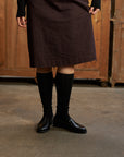 Tip Toe Knee High Sock - Black / Chestnut Trim