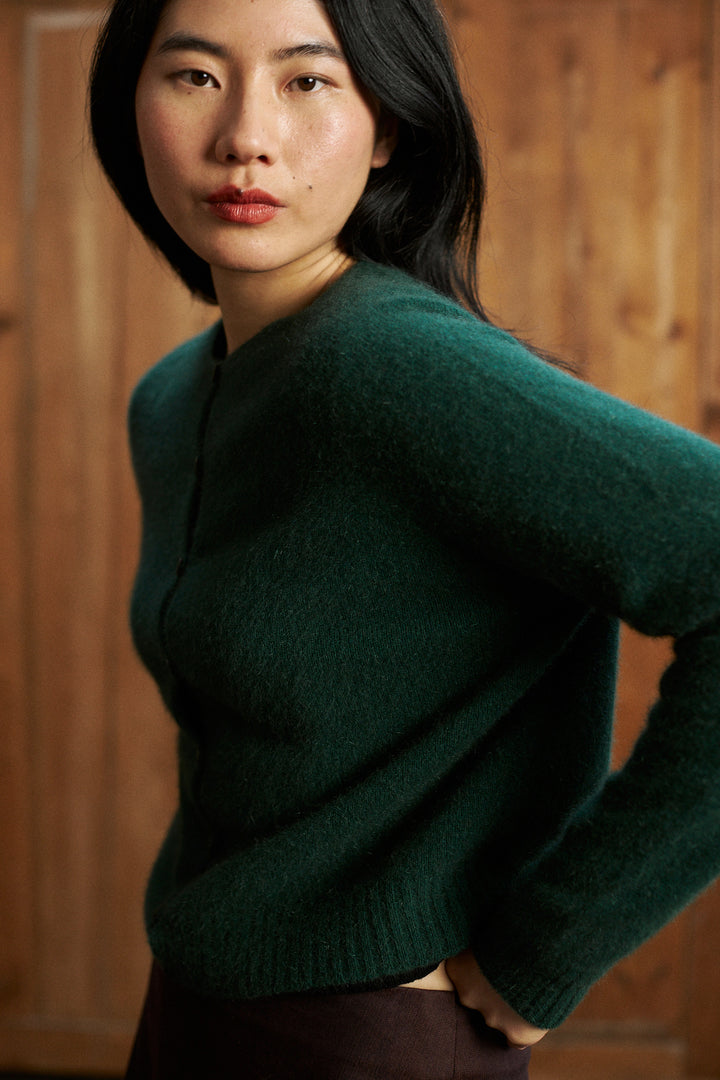 Francie Dusk Cardigan - Herb Green | Knitwear Done Differently at