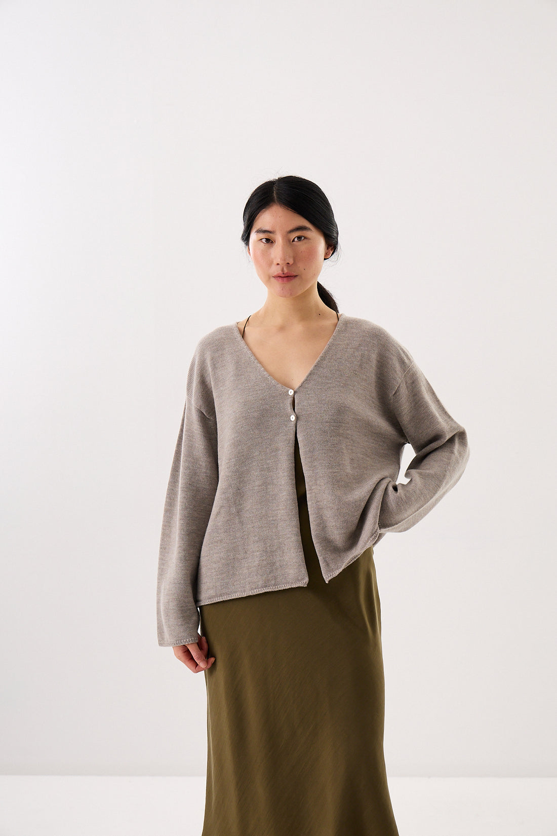 Francie Bella Cardigan - Smoke | Knitwear Done Differently at francie.co.nz
