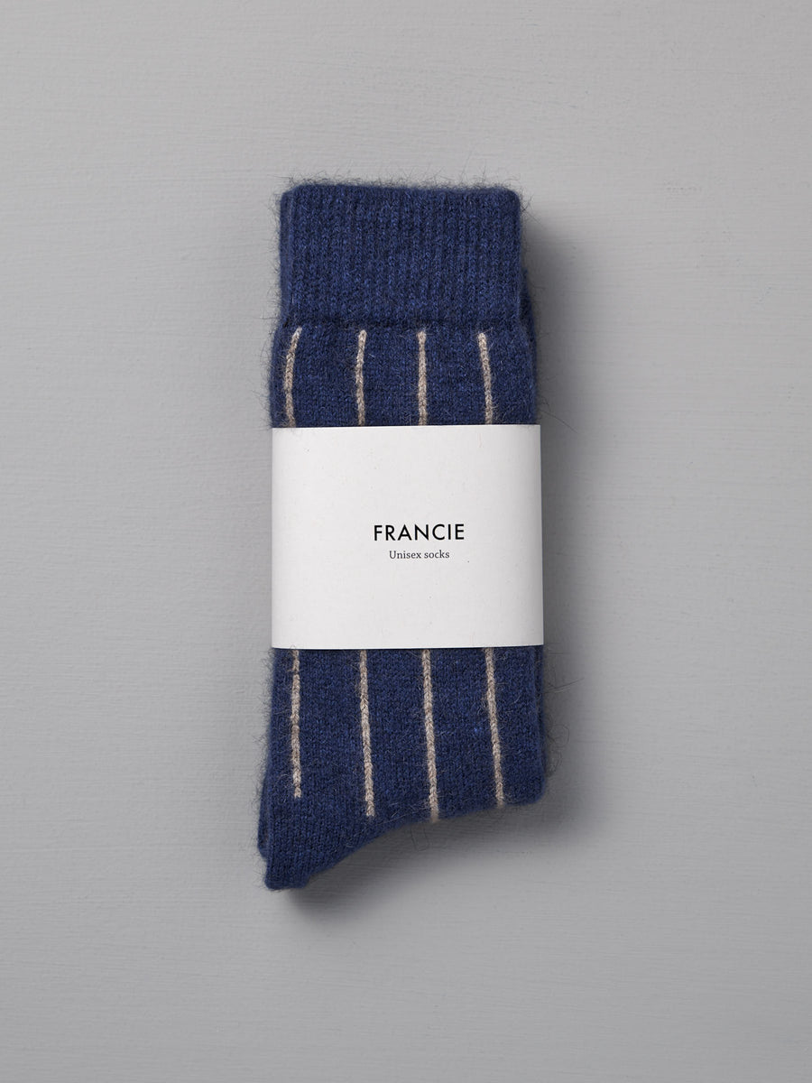 Possum Merino Socks Striped - Blue & Natural