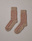 Possum Merino Socks Striped - Natural & Crimson