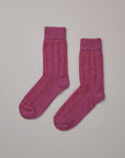 Possum Merino Socks Striped - Orchid & Crimson