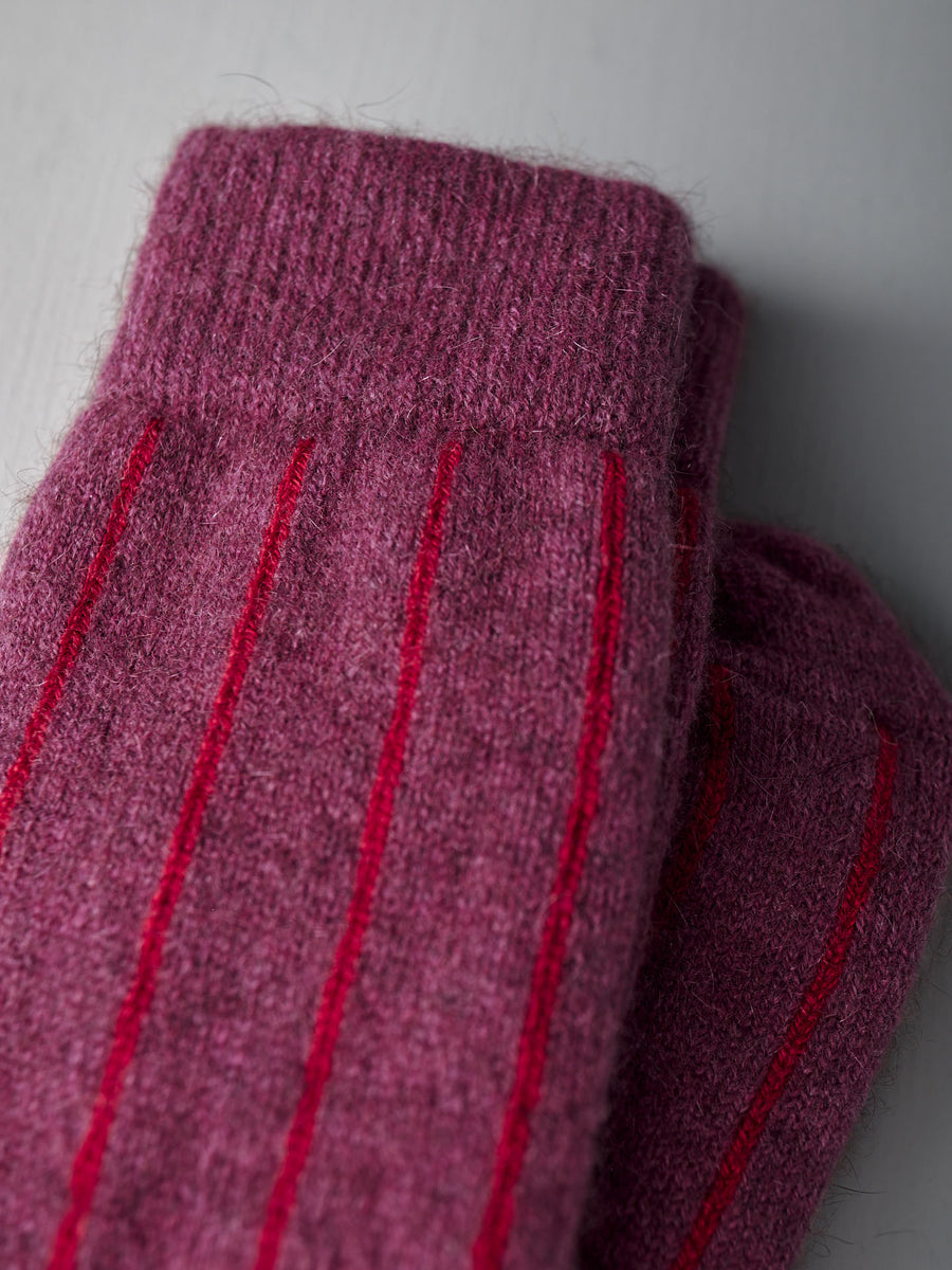 Possum Merino Socks Striped - Orchid & Crimson