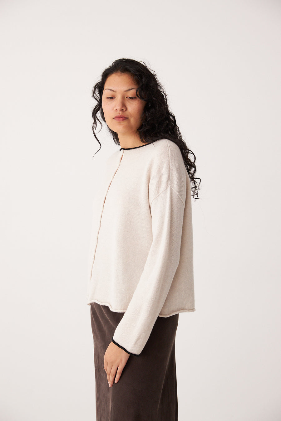 Trimmed Doll's Reversible Cardigan - Ivory & Black