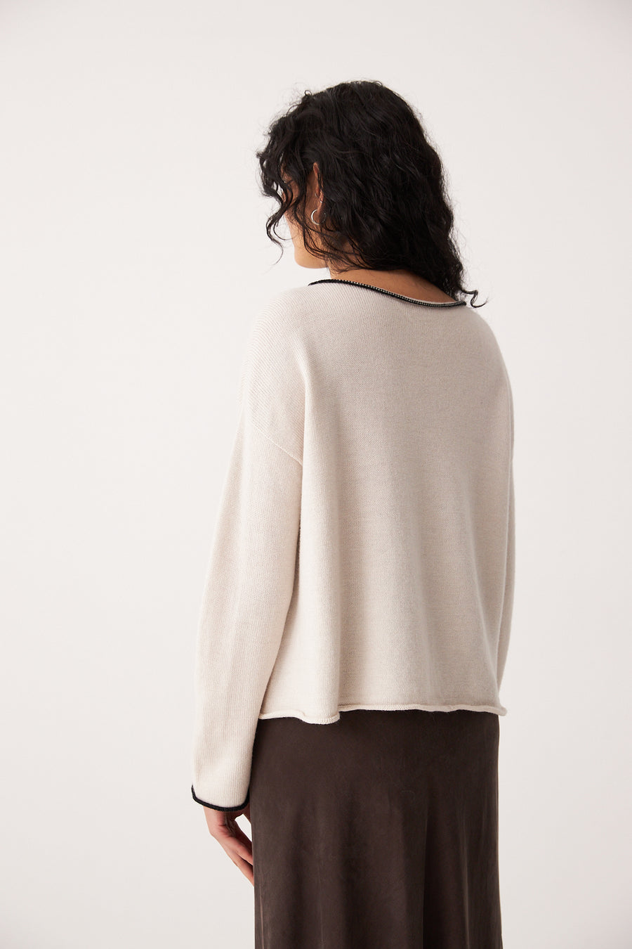 Trimmed Doll's Reversible Cardigan - Ivory & Black