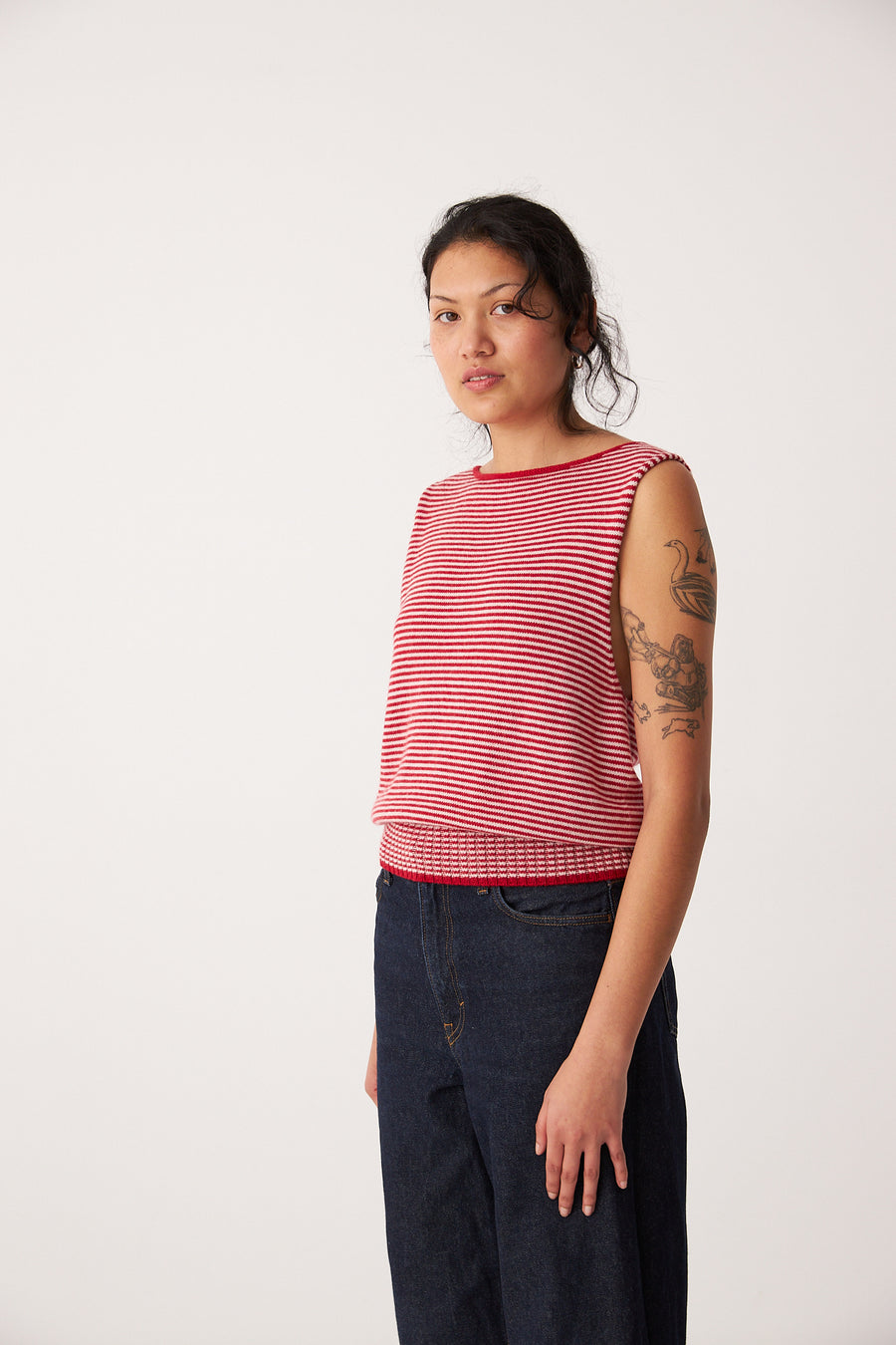 Striped Star Vest - Cherry and Creme