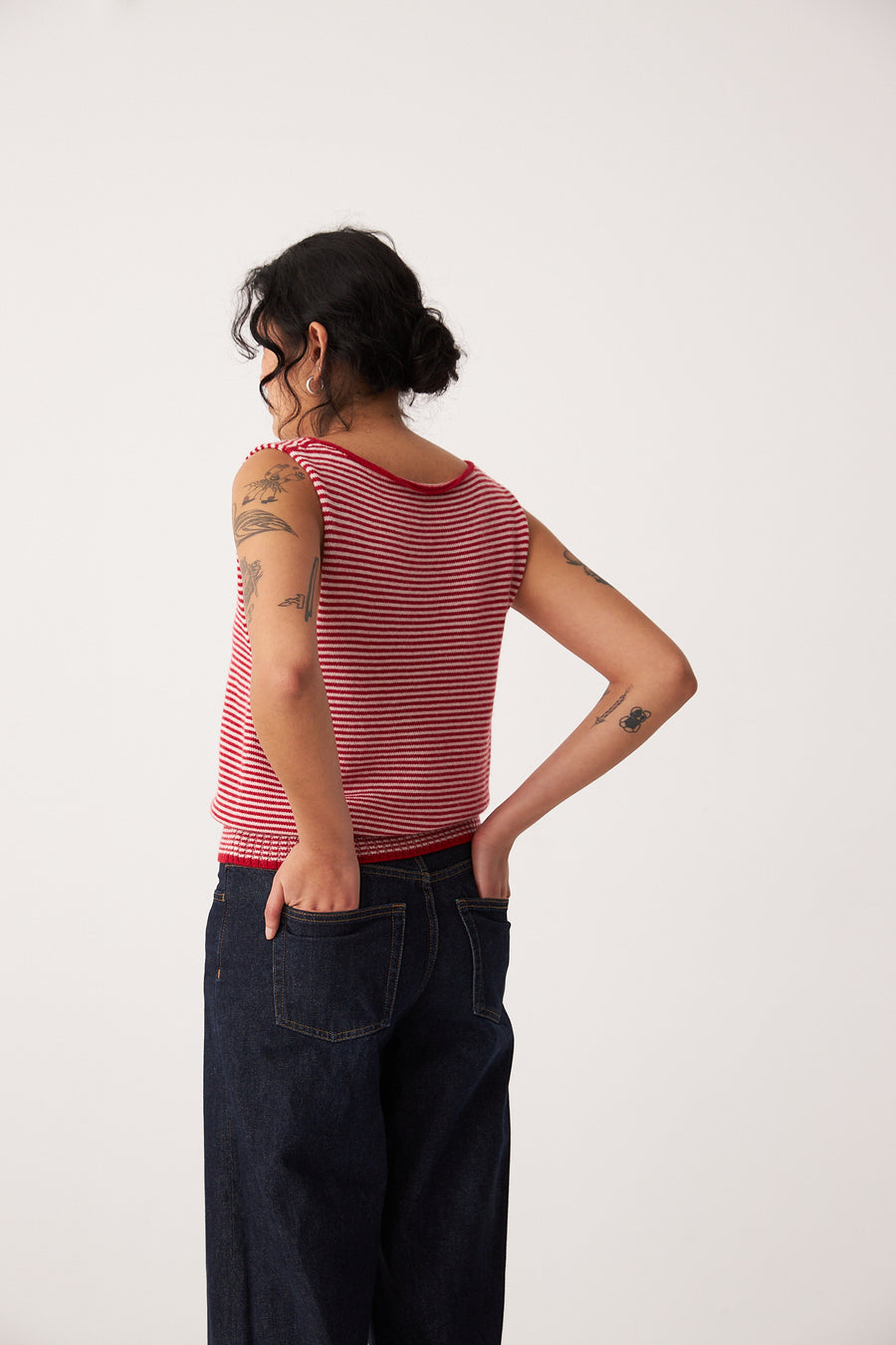Striped Star Vest - Cherry and Creme