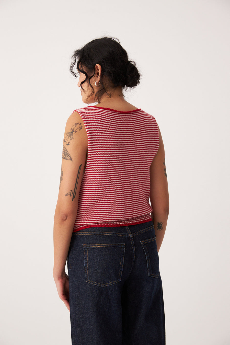 Striped Star Vest - Cherry and Creme