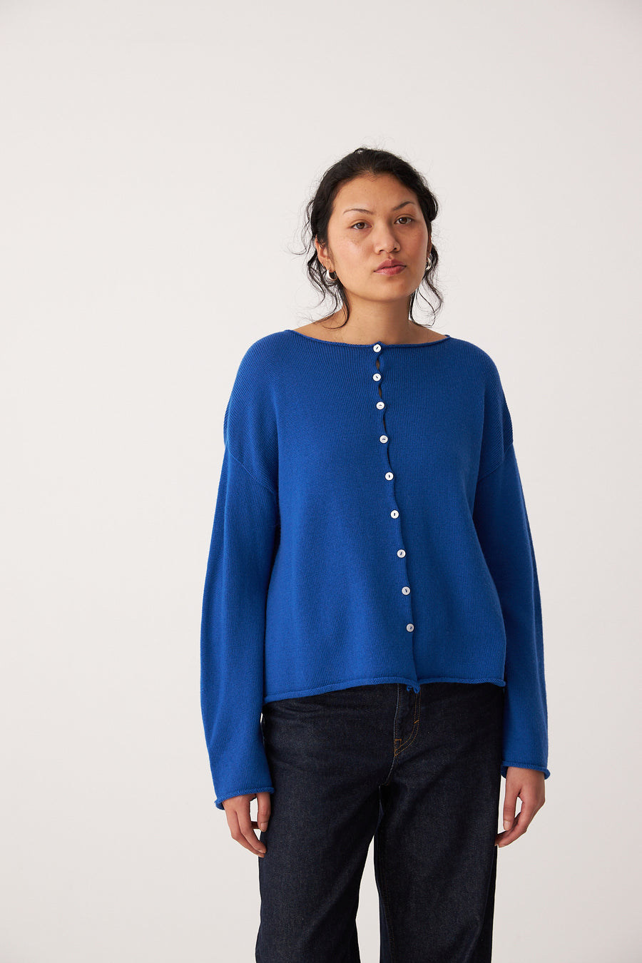 Doll's Reversible Cardigan - Azure
