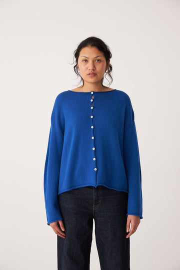 Doll's Reversible Cardigan - Azure