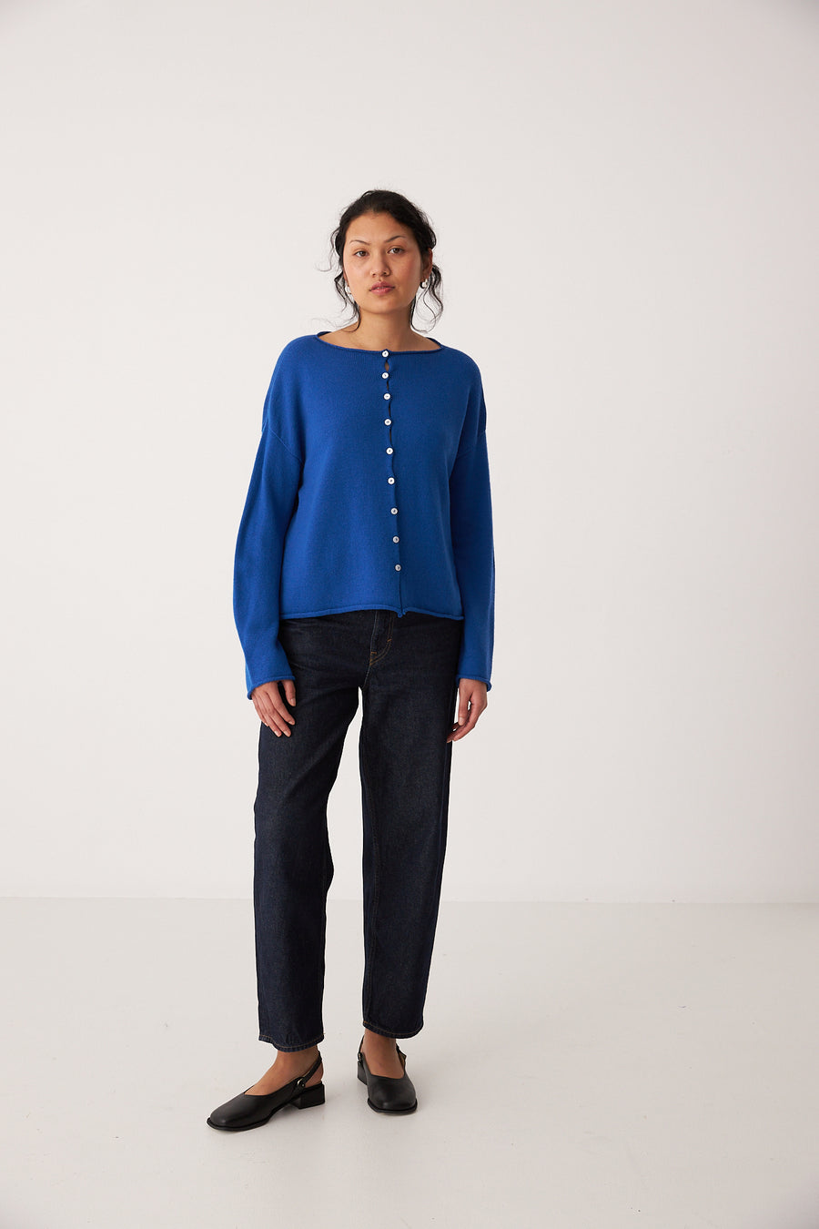 Doll's Reversible Cardigan - Azure