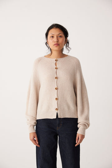 Garter Loft Cardigan - Creme