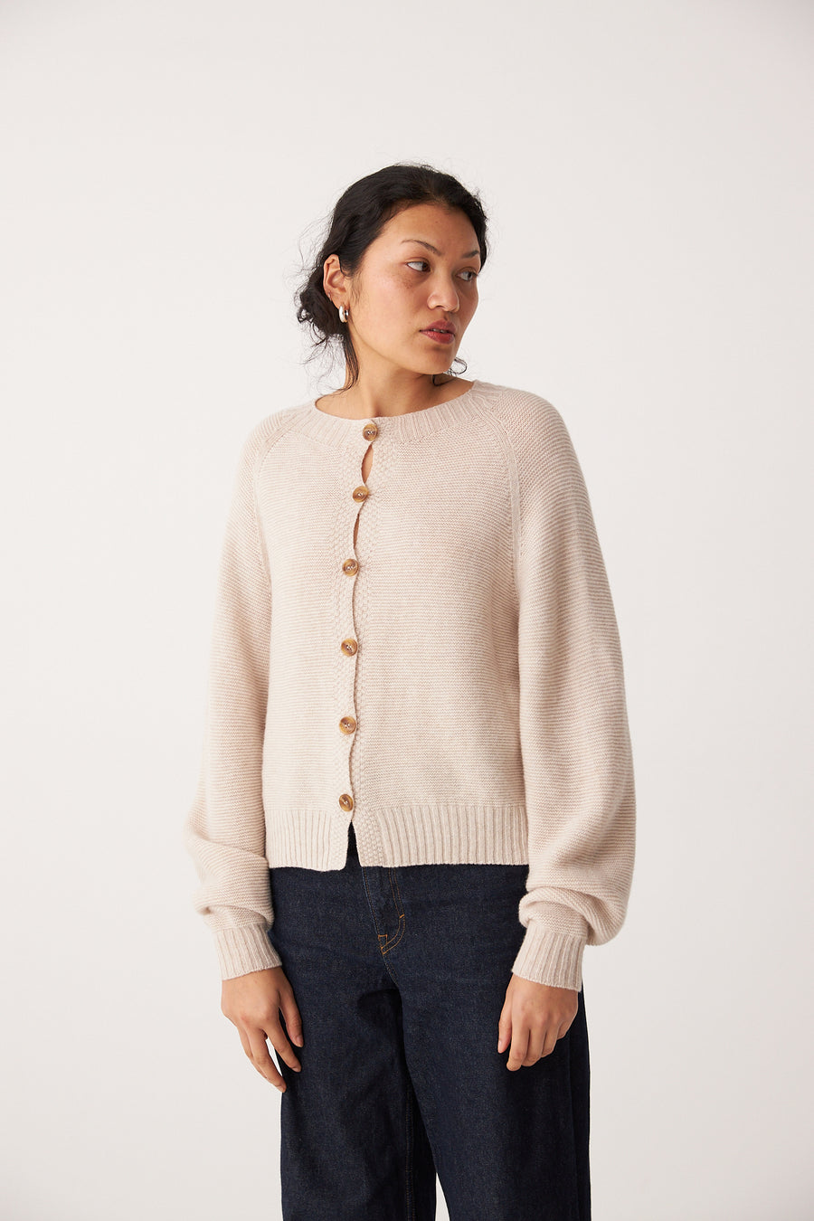 Garter Loft Cardigan - Creme