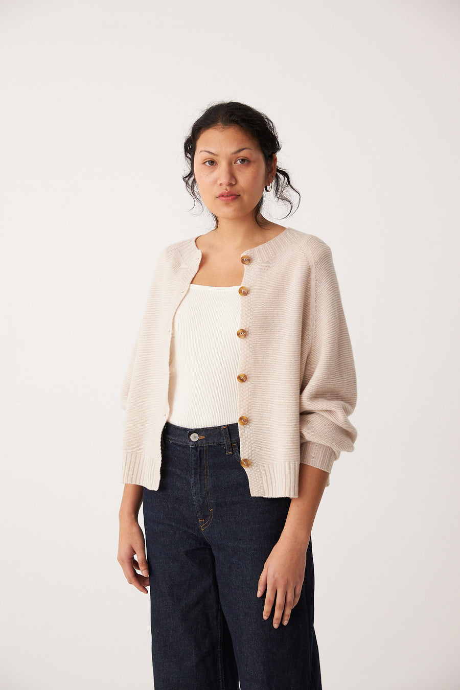 Garter Loft Cardigan - Creme