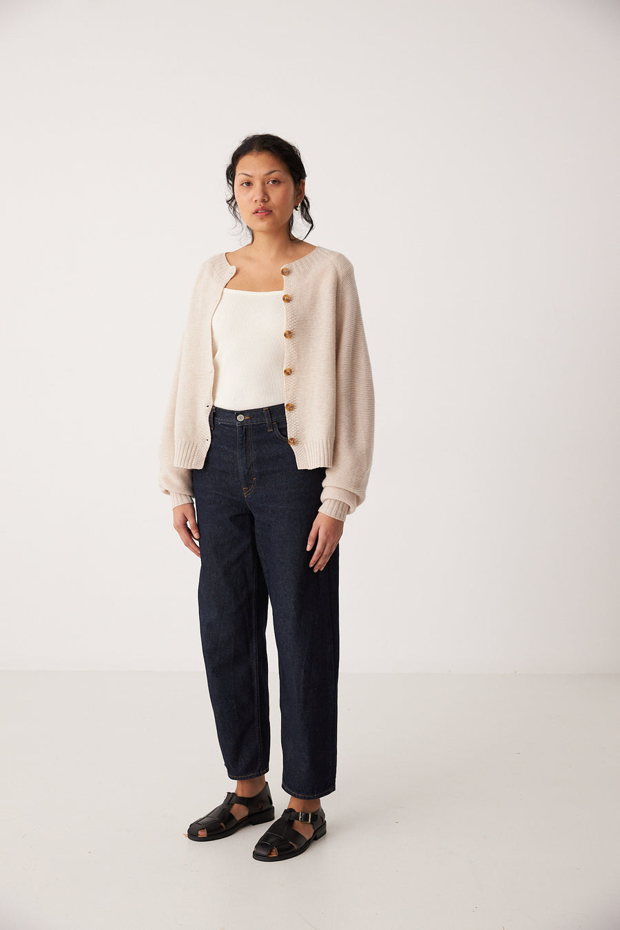 Garter Loft Cardigan - Creme
