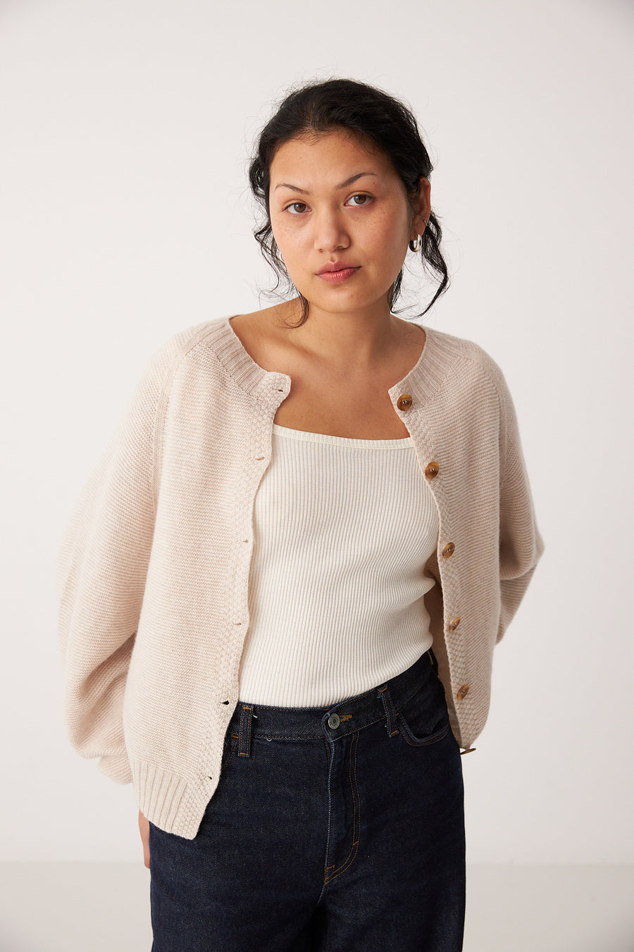 Garter Loft Cardigan - Creme