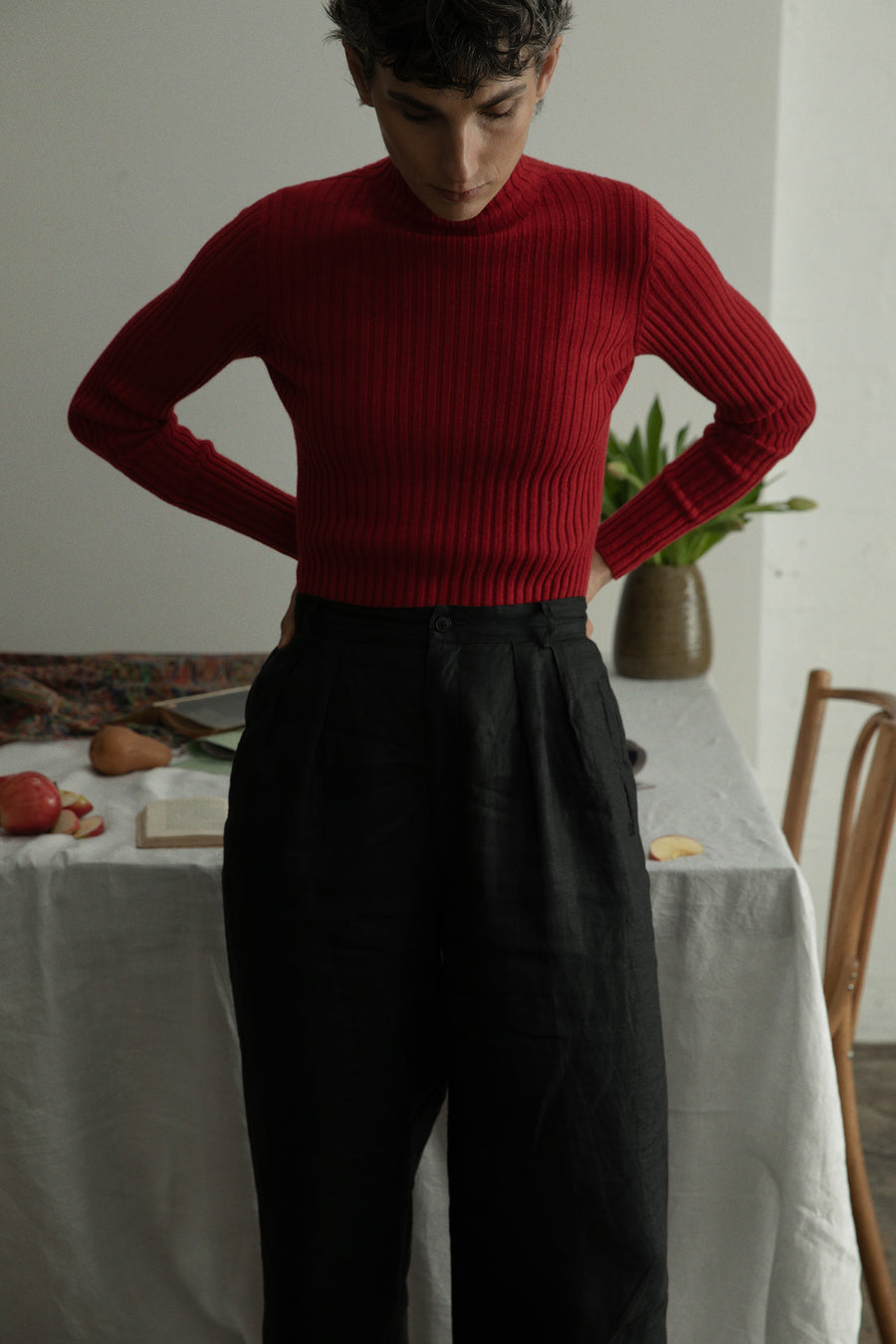 Heart Turtle Neck - Cherry