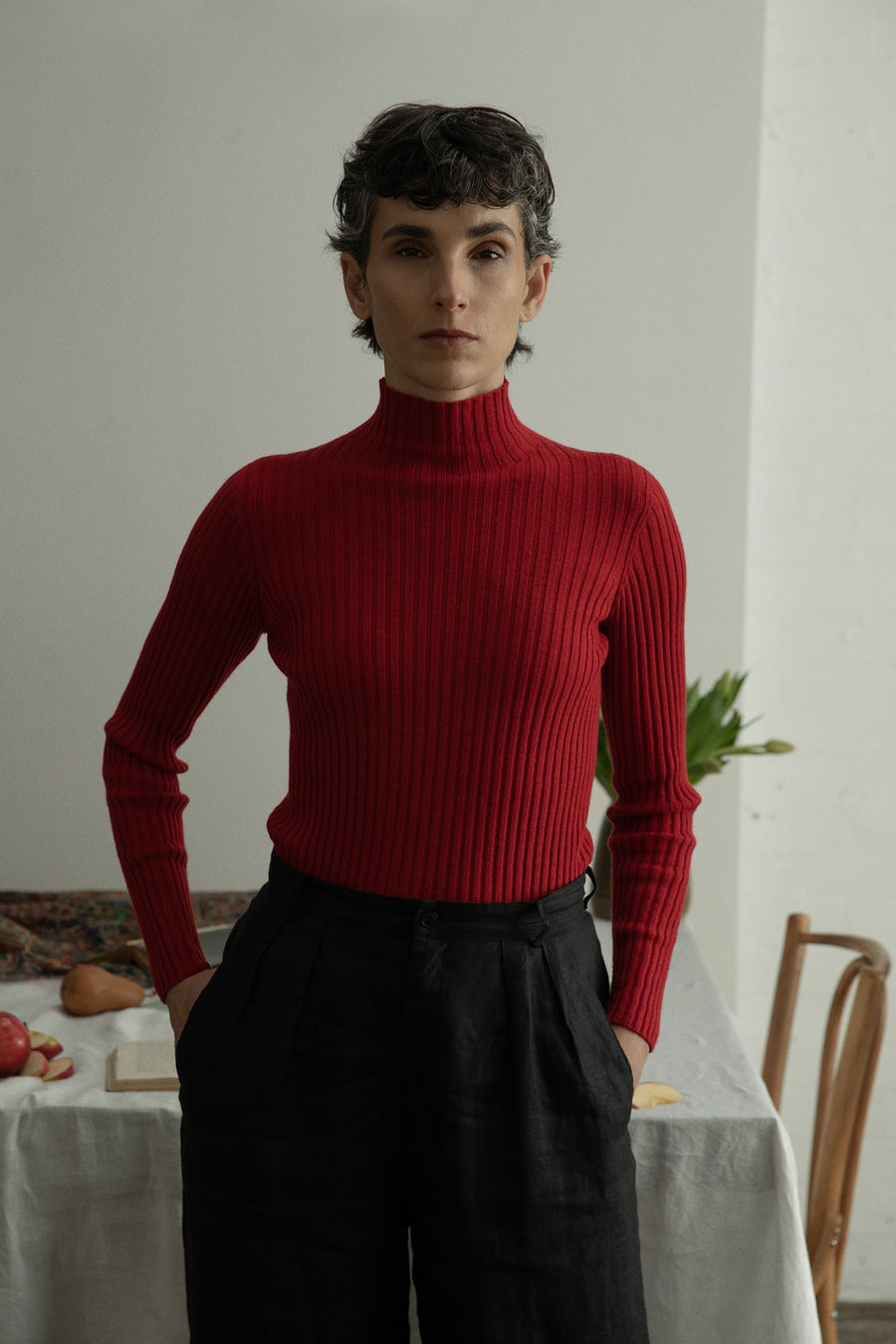 Heart Turtle Neck - Cherry