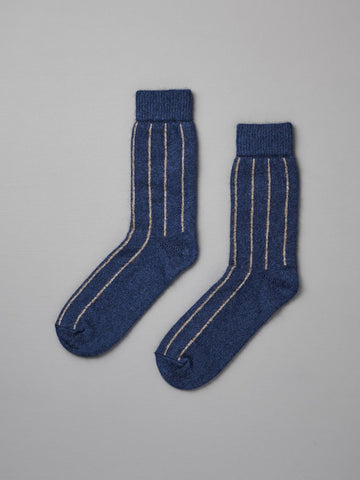 Possum Merino Socks Striped - Blue & Natural