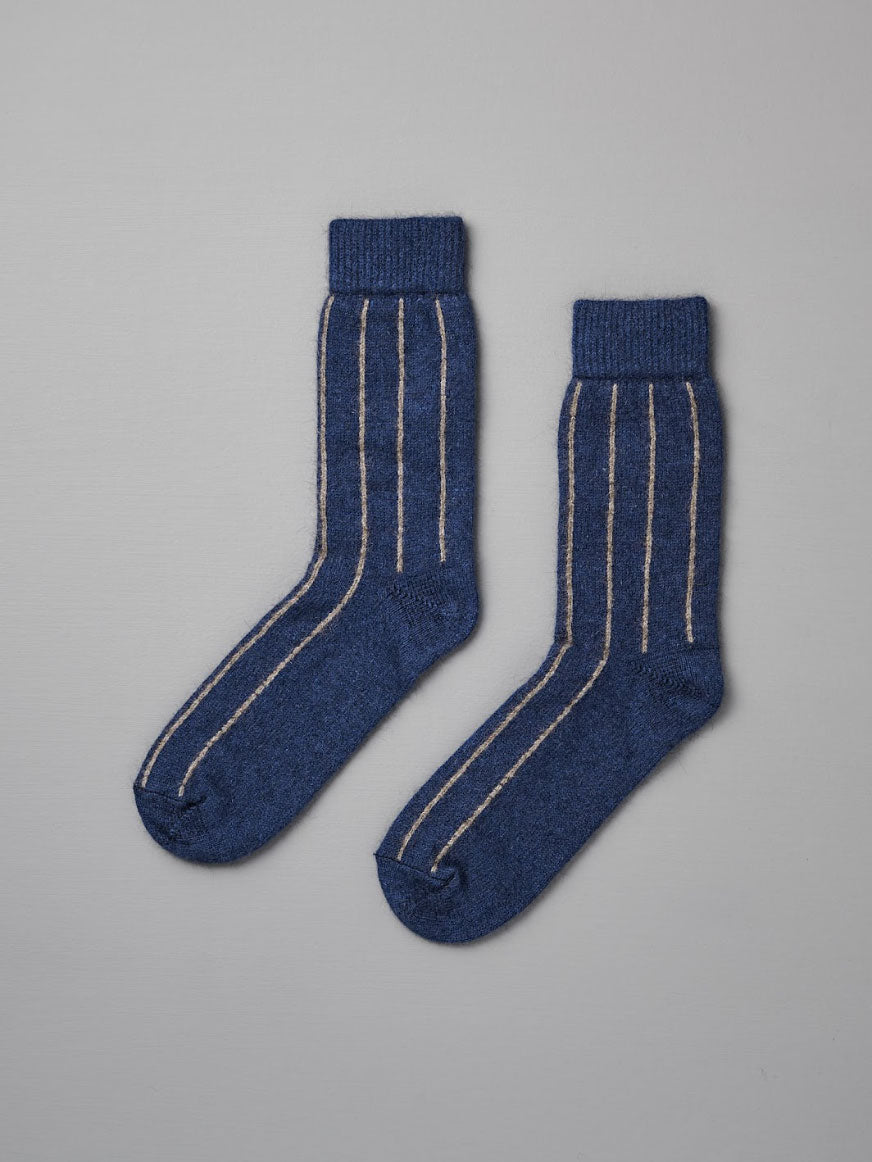 Possum Merino Socks Striped - Blue & Natural