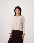 Trimmed Doll's Cardigan - Ivory & Black