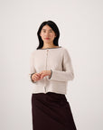 Trimmed Doll's Cardigan - Ivory & Black