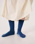 Tip Toe Crew Sock - Lake Blue / Cherry Trim