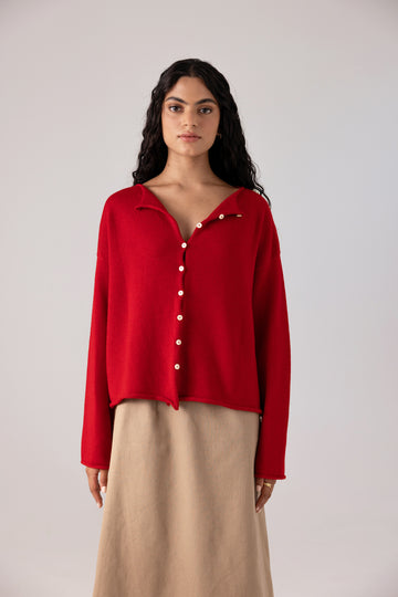 Doll's Reversible Cardigan - Cherry
